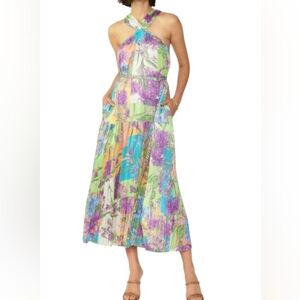 NWT - Current Air - Multicolor Floral Midi Belted Dress - X-Small